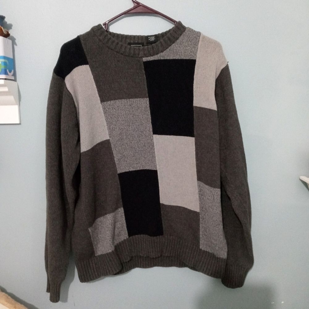 Haggar Black & Grey Geometric Sweater size Large